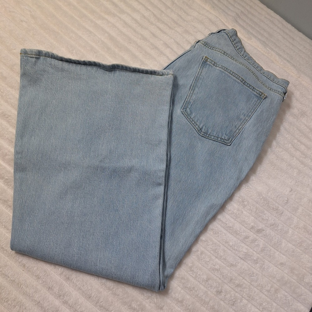 High Rise Flare Light Wash Jeans Womens 16 Short Blue Denim Cowgirl Festival